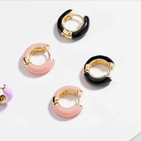 Jewelry - Mini Hoop Earrings Cuffs Enamel Color block